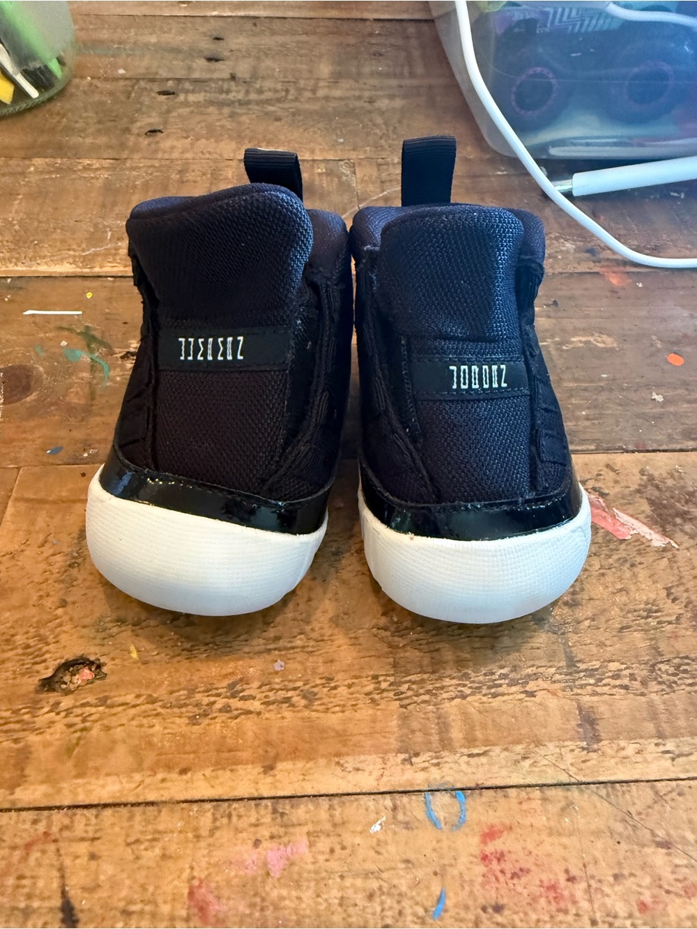Jordan 11 Crib Bootie Baby Black and White Slip-On Sneakers - 3C